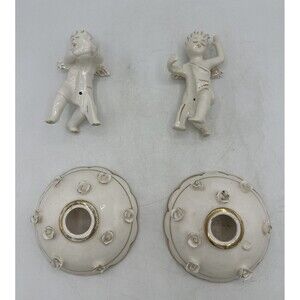 Vintage Candle Climber Huggers Angel Cherub Commadore Japan With Holders